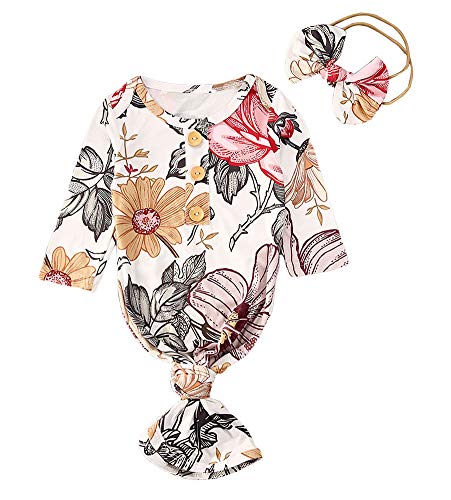 Image of MAINESAKA Newborn Baby Girl Floral Gown Coming Home Outfit Baby Girl Gift