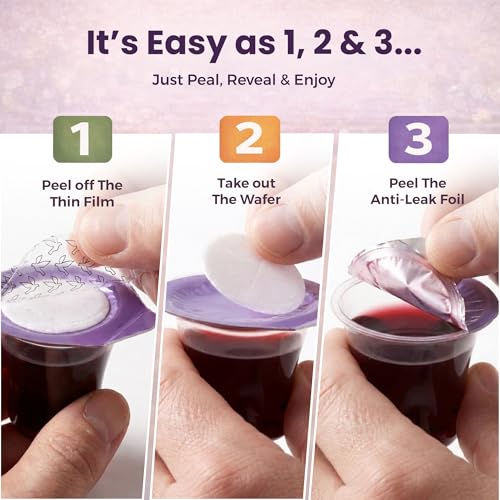 Image of Kingdom Prefilled Communion Cup with Wafers(10ct-Red Juice) Sealed in a Single-Serving Container with Upto 1 Year Shelf Life, Perfect for Holy Eucharist Celebration in Hospitals,Summer Camps,and More