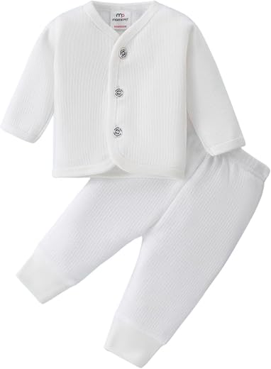 aRIC Moms Pet Unisex Baby Full Sleeves Solid Ribbed Front Open Thermal Set| Top & Bottom Set for Winters| Thermal Sets for...