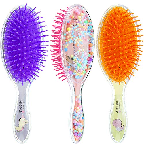3 Pieces Wet Hair Brush with Foam Balls Extra Soft Bristles Hairbrush Anti Static Massage Comb Hair Brush for Most Hair Types for Women Kids Protecting Against Split Ends and Breakage