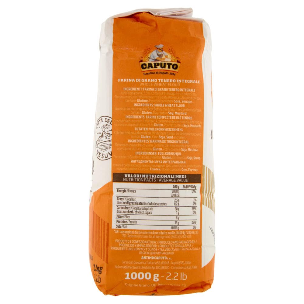 Italian Gourmet Vollkorn Weizenmehl – 20 x 1kg Vorteilspack Whole Wheat Flour für Brot, Pizza, Focaccia, Pasta & Backen + Italian Gourmet Polpa