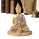 Kleine Buddha Statue,Buddha Deko Aus Kunstharz Mit Räucherhalter - Deko Tischdekoration Für Meditation Yoga Altar Wohnzimmer Schlafzimmer Büro