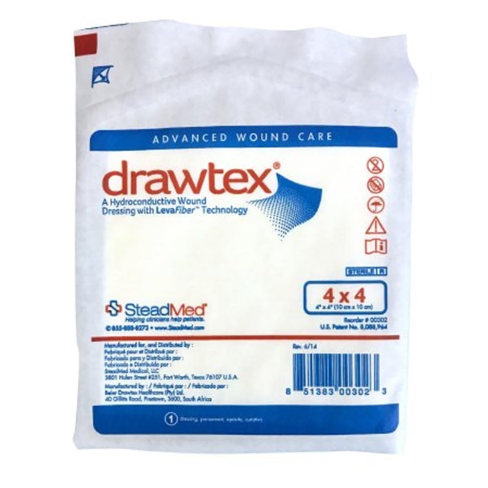 Drawtex 00302 Hydro conductive Dressing with Levafiber, 4 X 4 - Box of 10