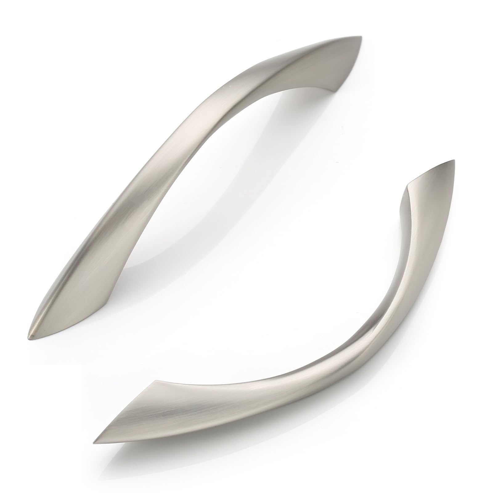 FILTA 10 Pack 3.75 Inch(96mm) Hole Centers Brushed Satin Nickel Cabinet Pulls,Arch Twisted Kitchen Cabinet Handles Zinc Alloy Cabinet Hardware for Cabinets Cupboard Handles Drawer Pulls