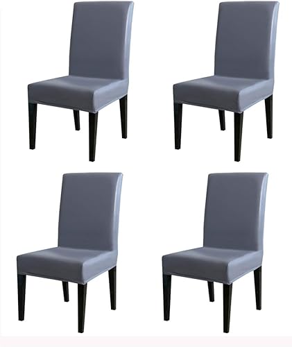 Miniatura 7 de FLYPARTY - Funda para silla de comedor de piel sintética resistente al agua, extraíble, lavable, funda protectora para silla de comedor corta, funda