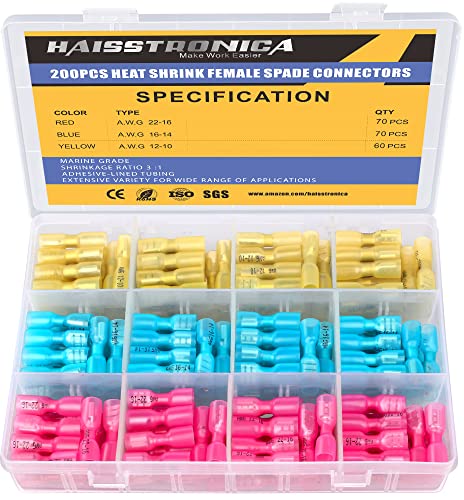 Connecteurs femelles thermorétractables haisstronica pour fils électriques 22-10 AWG