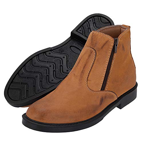 Bota Botina Country Couro Masculina Cano Médio Selten 44, Caramelo