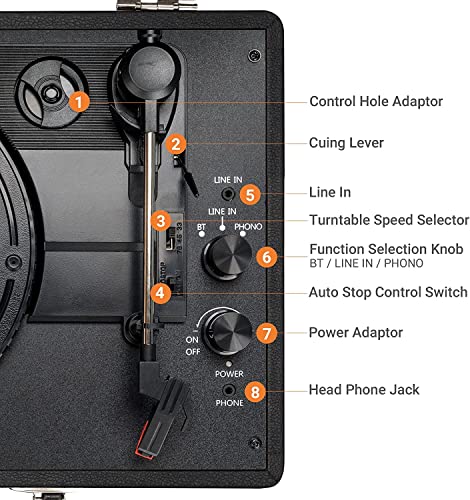 ByronStatics Platine Vinyle – Tourne-Disque Bluetooth à 3 Vitesses, Haut-parleurs stéréo intégrés, Aiguille de… - Les Beatles, Paul McCartney, John Lennon, RIngo Starr, George Harrison ByronStatics Platine Vinyle - Tourne-Disque Bluetooth à 3 Vitesses, Haut-parleurs stéréo intégrés, Aiguille de… – Image 4