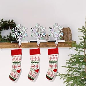 6 Pcs Christmas Stocking Holders for Mantel Silver Metal Christmas Hanger Xmas Stocking Hooks with String Lights for Fireplace Mantle Table Decorations(Snowflake Style) 6 Pcs Christmas Stocking Holders for Mantel Silver Metal Christmas Hanger Xmas Stocking Hooks with String Lights for Fireplace Mantle Table DecorationsSnowflake Style