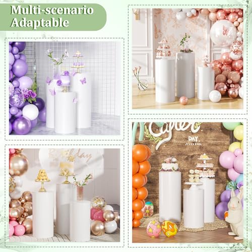 Baotree White Cylinder Pedestal Stands for Party- 3 Pieces , Large White Cake Stand, Pedestal Display Plinth Pillars for Wedding Ceremony Birthday Party Art Decor--35.4''(L),29.5''(M),23.6''(S) by Baotree - Image 6