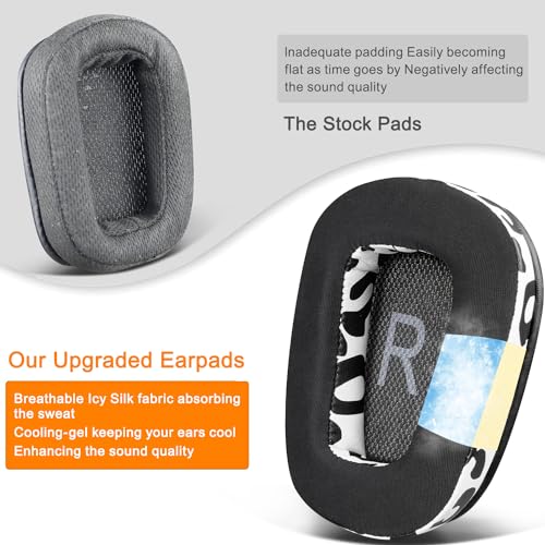 Image of SOULWIT Cooling-Gel Ear Pads Cushions Replacement for Logitech G35 G930 G933 G933S G935 G633 G633S G635 G533 G430 G431 G432 G433 Headset, Earpads for G332 G230 G231 G233 Headphones - Snow Leopard