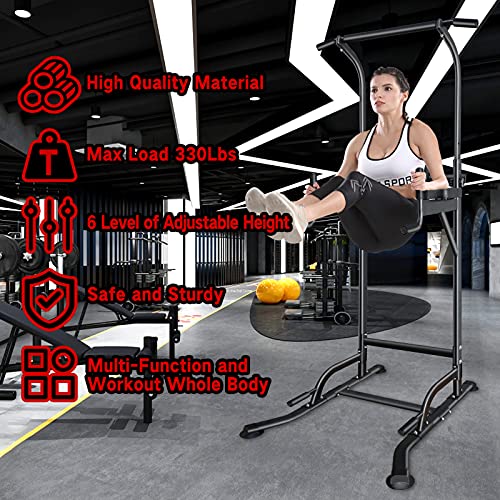 RAVS Power Tower Pull Up Dip Station Multi-Function Home Gym Strength Fitness Training Workout Equipment with 6 Levels… - Image 3
