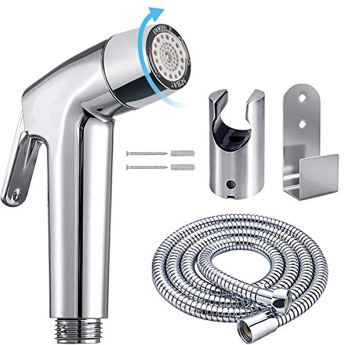 Handheld Bidet Sprayer Toilet Bathroom with Wall Bracket Hose Set, Closestool, Squatting Pan, Water Flower, Floor Cleaning Cloth Diaper for Bathroom Hygiene 3 Set (Note: linker not Included)