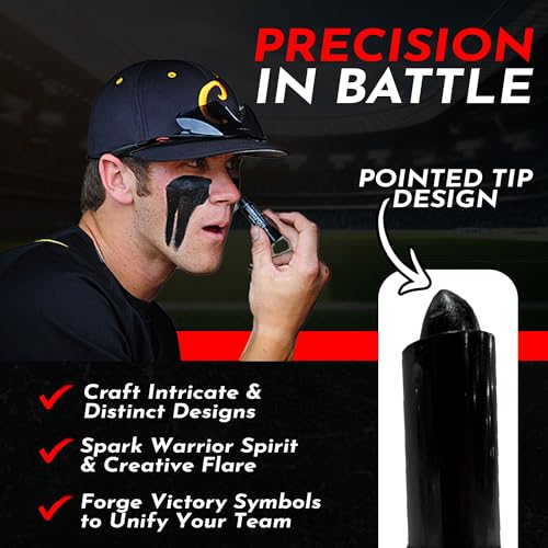 All-Out War Eye Black Stick, Non-Toxic, Dark Black Sports Drip, Anti-Glare, Stays On All Game, Baseball, Football, Lacrosse, Softball, Eye Black Baseball Accessories, Eyeblack Baseball Drip, 3 Pack