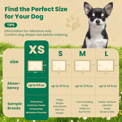 Image of IMMCUTE Dog Diaper Liners, Ultra Absorbent Booster Pads for Dogs, 100ct, XS