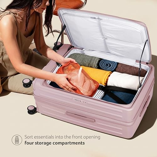 Image of Acer Barcelona Suitcase, 28 inch Check-in, with 360 Degree Spin 8 Wheels, TSA Lock, Top Opening, Expandable, Recycled Polyester Material, Pink