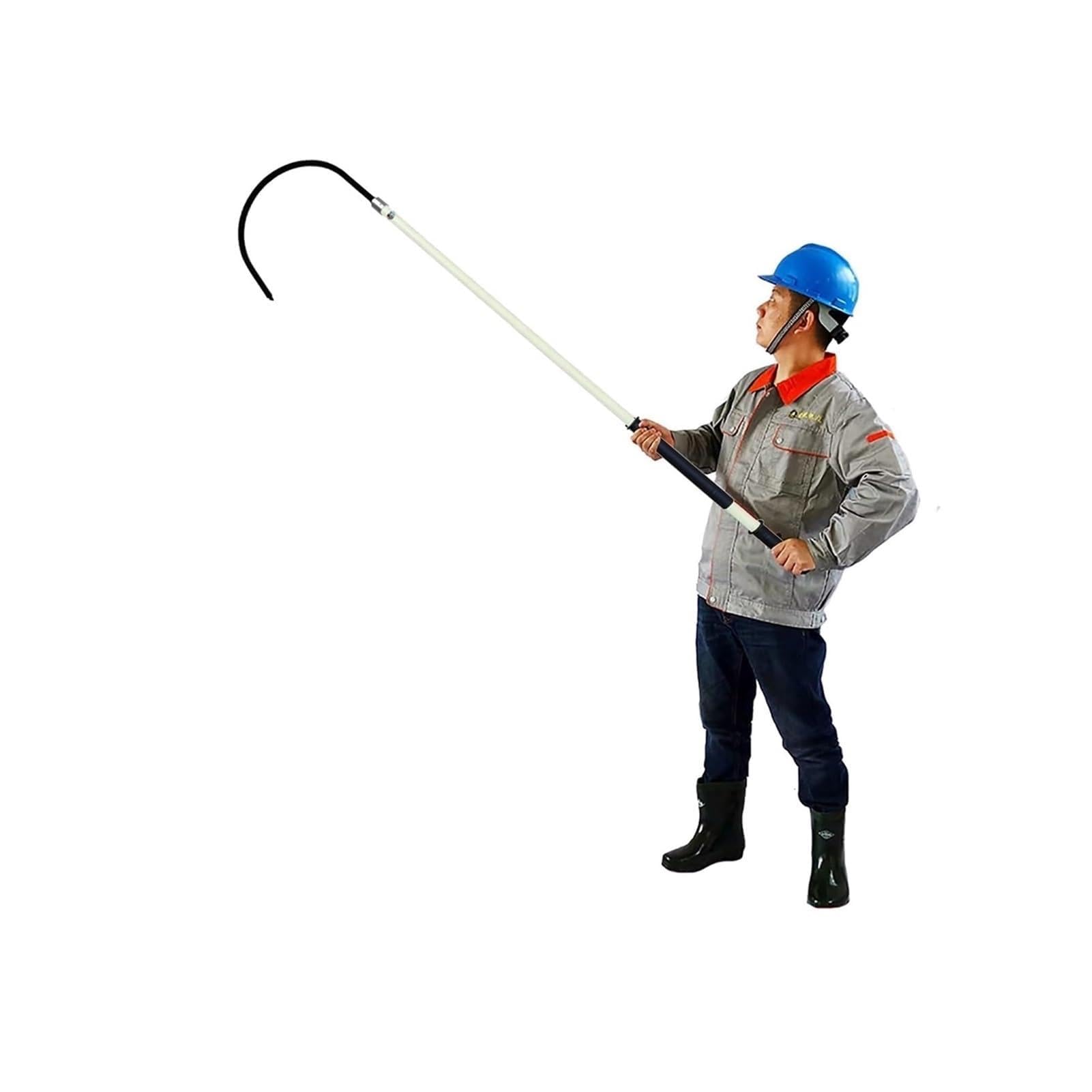 GTHTUHFD Rescue Hose With Electric Shock Protection, Insulated Rescue Hook, Rescue Pole For Firefighters, Electricians, High-Voltage Rescue Hook For Substations,White-3m/9.8ft