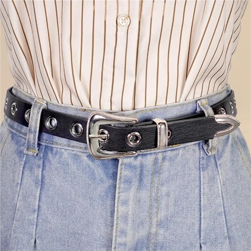 Classic Pu Material Black Belt Retro Hollow Women's Belt Punk Y2K Style Versatile Casual Decoration2