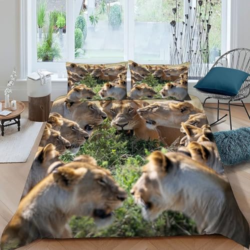 Parure housse de couette lion 3D de qualité supérieure pour lit double - 3