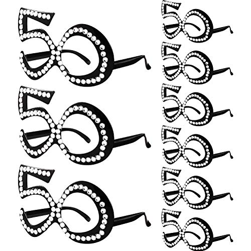 9 Pairs Birthday Glasses Crystal Frame Funny Costume Sunglasses Novelty Eyewear Celebration Decoration Party Favors Wedding
