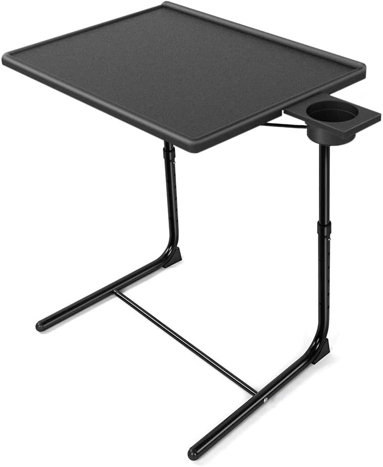 Adjustable TV Tray Table - TV Dinner Tray on Bed & Sofa, Comfortable Folding Table with 6 Height & 3 Tilt Angle Adjustments