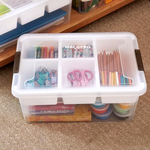 17 QT Plastic Storage Box with Removable Tray Craft Organizers and Storage Clear Storage Container for Organizing Bead, Tool, Sewing, Playdoh (White, 1Pack-17QT) - Image 4
