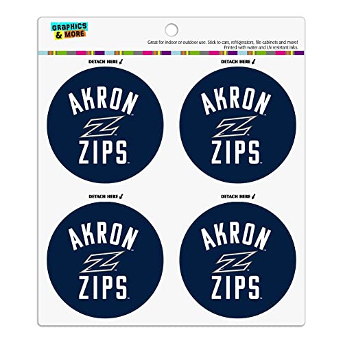 University of Akron Zips Logo Refrigerator Fridge Locker Vinyl Circle Magnet Set