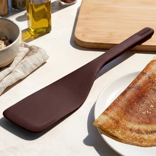 Image of Ember Cookware Silicone Flip Spatula 34 cm | 230C Heat Resistant | Wide, Versatile Spatula for Dosa, Pancakes & Cutlets | Platinum Grade Silicone | Non Scratch Seamless Unibody Design | Wine