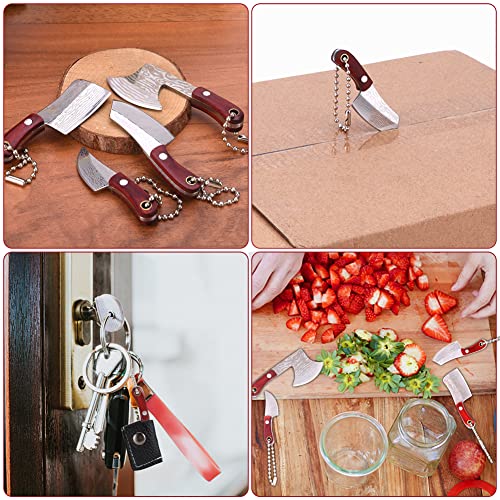Damascus Pocket Knife Set, 4 Pack Mini Chef Knife Set With Stainless Steel Box Tiny Knife Cleaver For Package Opener Mini Chef Knife Tiny Knife Set #TOP6