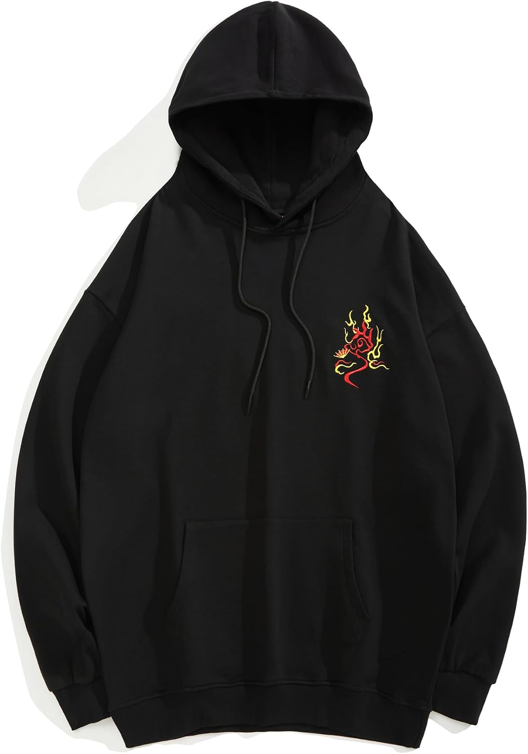 Niepce Inc Japanese Streetwear Raging Phoenix Embroidered Hoodie for Men (US, Alpha, Small, Regular, Regular, Standard, Black3)