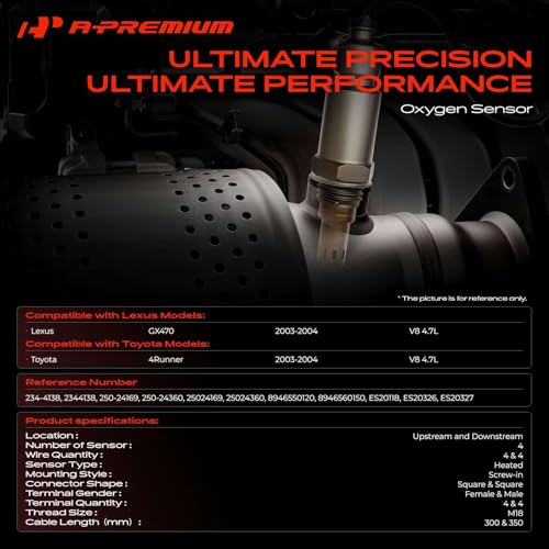 Sensor de Oxígeno A-Premium Compatible con Lexus y Toyota V8 4.7L miniatura 2