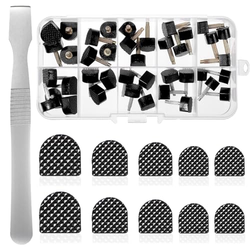 20Pairs U Shape Boot Heel Replacement, Non-Slip Heel Caps for High Heels with Storage Box, 5 Sizes Heels Replacement Tips, for Women (8mm High Black)
