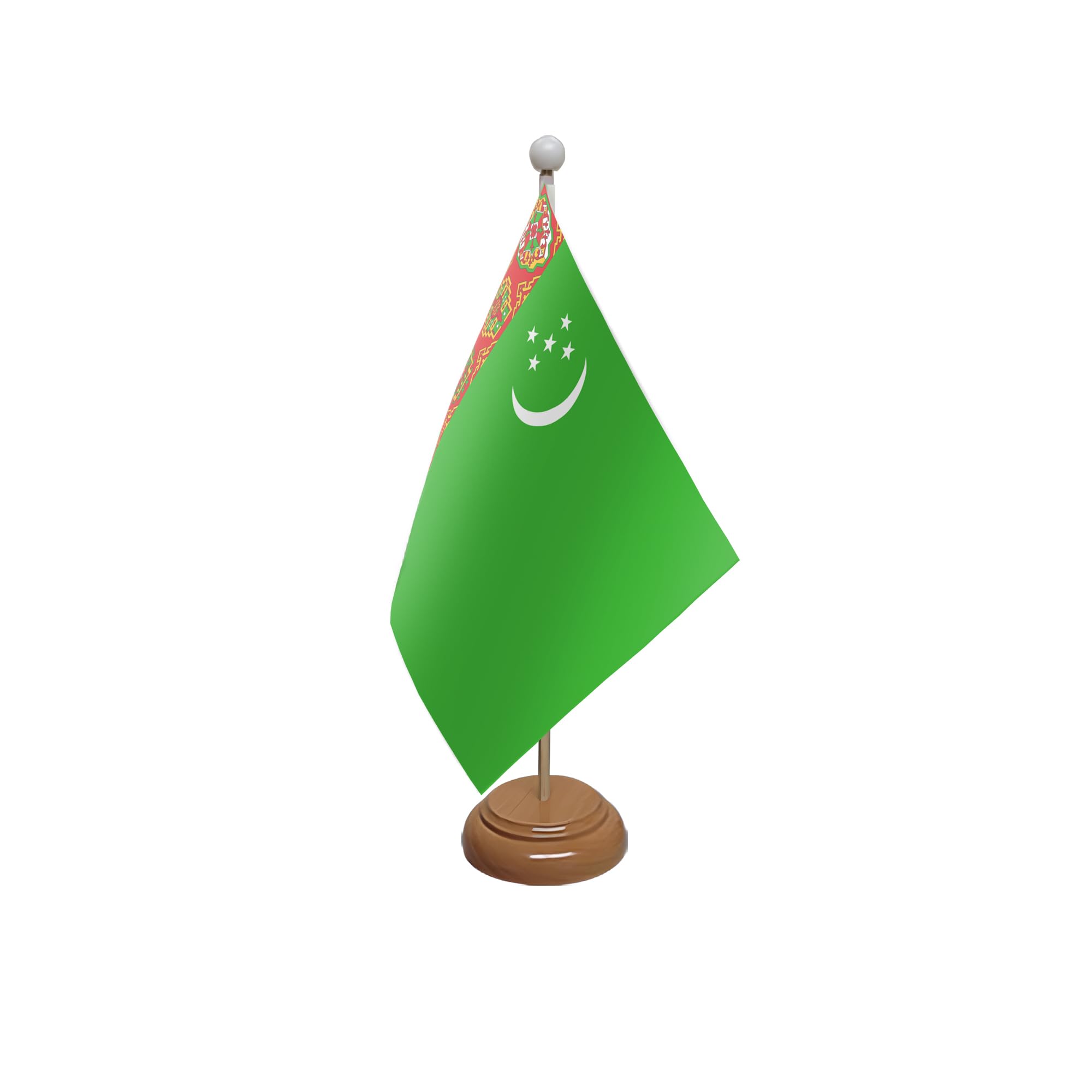 Flagtex Turkmenistan Wooden Table Flag With Wooden Base
