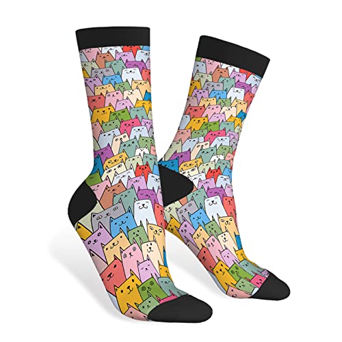 40Cm Calcetines De Diseño Creativo Absorbentes Del Sudor Calcetines Altos Hombres Cálidos Calcetine Lindos Gatos Coloridos Para Uso Multiestación Adulto Running