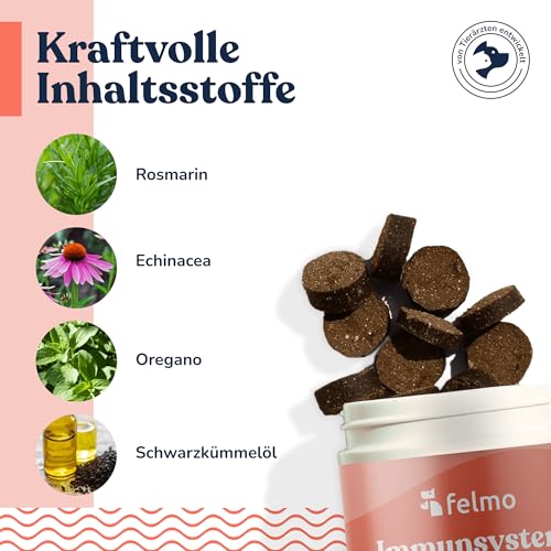 felmo Immunsystem-Snacks für Hunde – zuckerfreie Hundesnacks mit Echinacea, Oregano, Süßkartoffel & Lammprotein – für Hunde Aller Rassen – ca. 70 Snacks