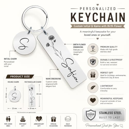 Image of Customized Name Keychain | Personalized Gift, Metal Keyring, For Bike Car Home Office, Romantic Anniversary Birthday Valentine