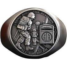 82nd Airborne Division Inspired United States Military Signet Ring US Army Marine Cops Men's Symbol Of Courage Honor Patriotism Ring Oxidized 925 Sterling Silver Handcrafted Veteran Jewelry