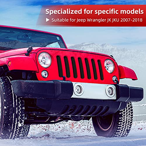 Image of AggAuto Grille Mesh for Jeep Wrangler JK JKU 2007-2018, 6x12mm Rhombic Hole | Aluminum Metal Front Grille Insert Grid Fit for Wrangler Accessories, 86% Open Area Black