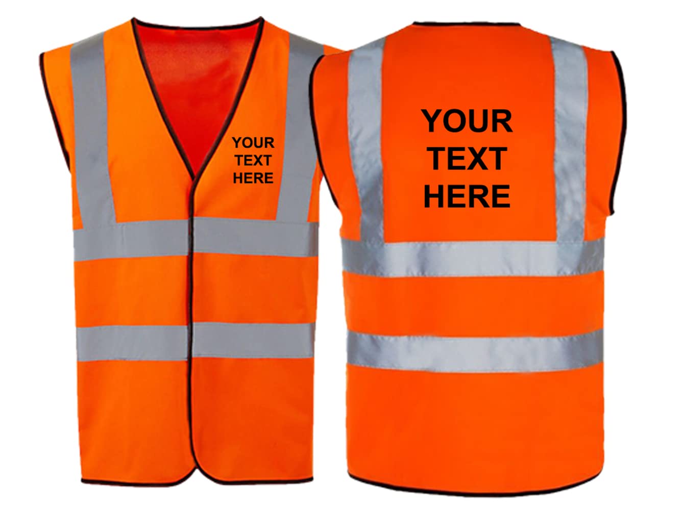 Customised/Personalised Hi vis-viz vest/waistcoat Printed safety high visibility vest with your text (Small, Hi-Viz Orange (Print on Front&Back))