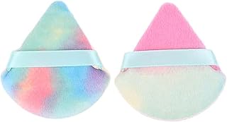اسفنجة بودرة مخملية مثلثة الشكل بالوان متداخلة من هيرمانيا للكونسيلر وكريم الاساس والبودرة السائبة للوجه ومستحضرات التجميل، قطعتان من قطيفة ناعمة قابلة للغسيل واعادة الاستخدام للاستخدام الرطب والجاف