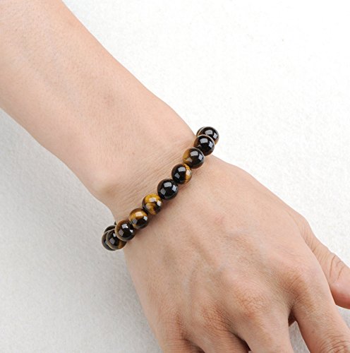 10 mm kralenarmband van tijgeroog, steen, parels, genezing, energie, kristal, elastische armbanden voor dames en heren… - Image 4