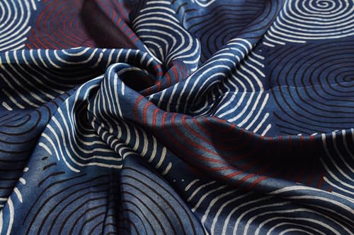 Image of Ethnics of Kutch Womens's Ajrakh Modal Silk Natural Dye Hand Block Print Unstitched Kurta Fabric