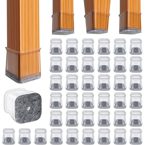 BUMACO Chair Leg Floor Protectors Square Chair Leg Protectors for Hardwood Floors Silicone Pads Covers to Protect Floors Clear-40 Pcs Square L (1-1/16" to 1-5/8") by BUMACO - Used condition - US$22.60