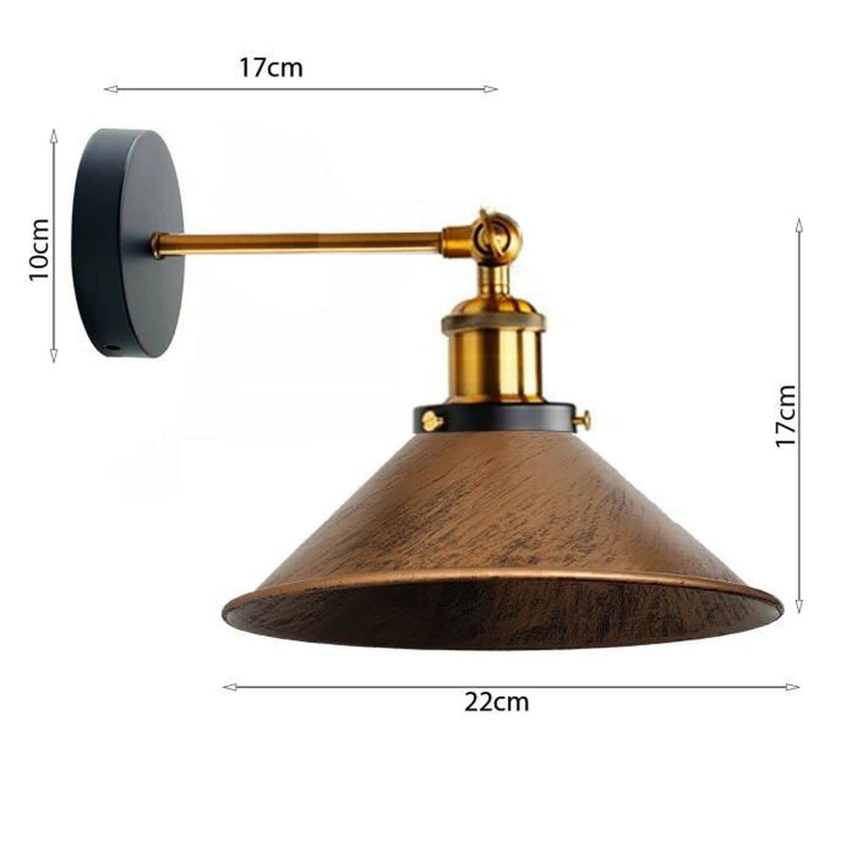 2 Piezas Aplique de Pared industrial Lámparas de Pared E27 Iluminación Interior Luz de Pareds ø22cm Metal Ajustable Lámparas para Salón Pasillo