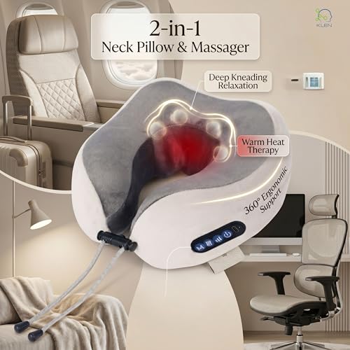 Image of KLEN Massager Machine Wireless Shiatsu Neck Pillow for Travelling Relief