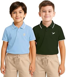 Aventura Boys Polo T-Shirt Combo Pack of 2 – 100% Cotton Half Sleeve Collar T-Shirts for Boys (Age 5-12 Years) Price In India