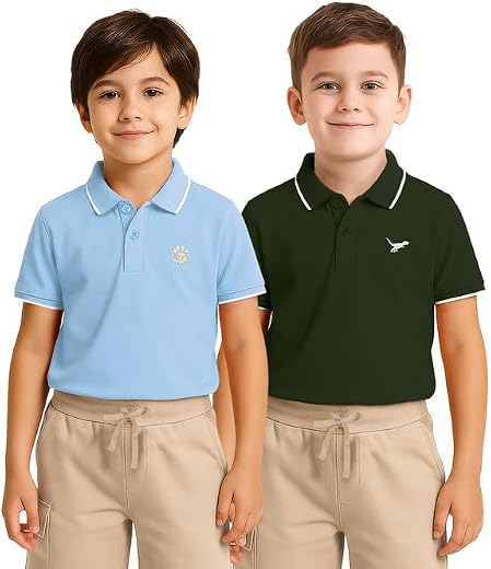 Aventura Boys Polo T-Shirt Combo Pack of 2 – 100% Cotton Half Sleeve Collar T-Shirts for Boys (Age 5-12 Years)