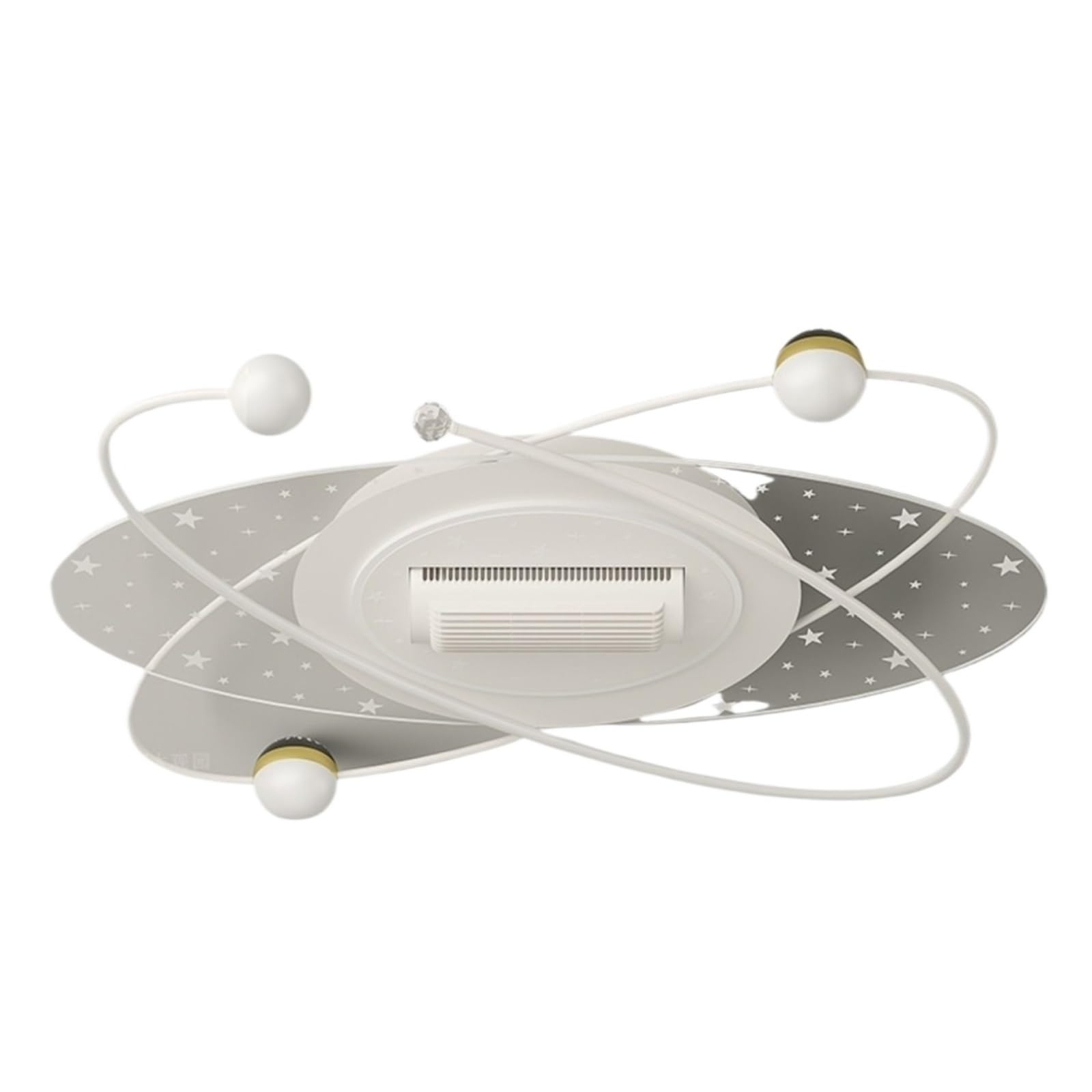 ERETYRET Living Room Ceiling Fan Lamp Starry Sky Projection Simple Nordic Atmosphere Home Leafless Quiet Cooling(White)