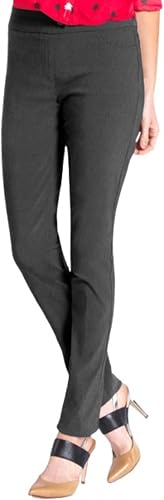 SLIM-SATION Women’s Straight Leg Pants with Tummy Control, Pull-On Stretch, Mid 