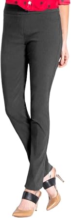 Slim-Sation Womens Wide Band Pull-on Straight Leg Pant with Tummy Control